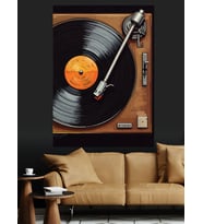 Plak Çalar Vintage Müzik Dekoratif Kanvas - Mdf Ahşap Tablo