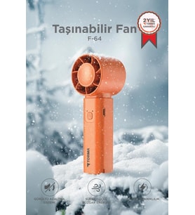 Torima Şarjlı El Vantilatörü Fener Özellikli Taşınabilir Mini Fan F64 Turuncu