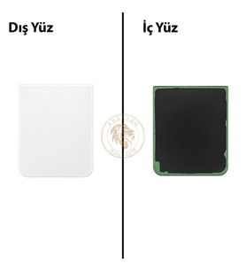 Samsung Galaxy Z Flip 4 Beyaz Renk Arka Kapak Arka Cam Batarya Kapağı Pil Kapağı Lazer Kesim Back Cover Galaxy Z Flip 4 Uyumlu