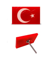 Panjur Arma Kırmızı Zeminli Türk Bayrağı Vidalı Pleksi Izgara Arma Logo