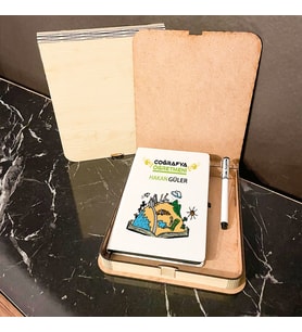 Coğrafya Öğretmenine Hediye Ahşap Kutulu Defter Kalem Set