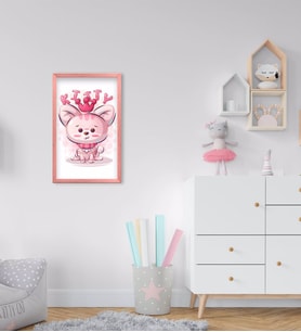 BK Home Sevimli Kedi Tasarımlı Dekoratif Pembe Ahşap Çerçeveli Çocuk Odası Tablo-1