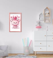 BK Home Sevimli Kedi Tasarımlı Dekoratif Pembe Ahşap Çerçeveli Çocuk Odası Tablo-1