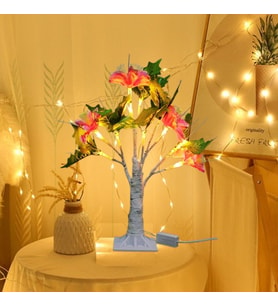 Led Işıklı Çiçek Masa Lambası, Renkli, 35x35