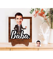 BK Gift Kişiye Özel Baba Karikatürlü Ahşap Standlı 3D Biblo-1 (Beyaz)