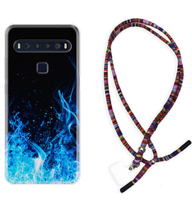 TCL 10L 10 Plus 10SE 20E 20SE 30 L7 Kılıf Boyun Asklı Rasta Silikon Blue Fire 1678