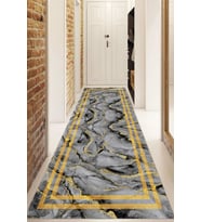 Dijital Baskılı Kaymaz Taban Yıkanabilir Modern Yolluk Ve Koridor Halısı NDU-SD-4 (Gold)