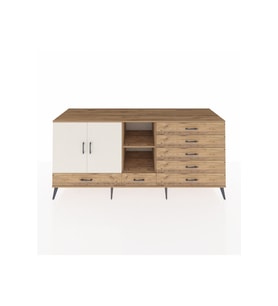 Kronos Konsol 4 Raflı 7 Çekmeceli 2 Kapaklı 220x59x99 Çam-Aytaşı/Çam
