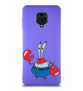 Xiaomi Redmi Note 9S Soft Premier Kapak Bay Yengeç Tasarımlı Silikon Kılıf - Mor (Şeffaf)
