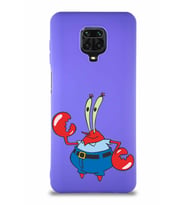 Xiaomi Redmi Note 9S Soft Premier Kapak Bay Yengeç Tasarımlı Silikon Kılıf - Mor (Şeffaf)