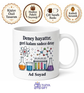 Deney Yapmayı Sevenlere Kupa Bardak Bilim Hediye Laboratuvar Tasarım