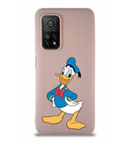 Xiaomi Mi 10T Soft Premier Kapak Donald Duck-C Tasarımlı Silikon Kılıf - Pudra (Şeffaf)