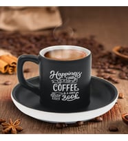 BK Gift Kişiye Özel Coffe Tasarımlı Siyah Renk Türk Kahvesi Fincanı-9, Arkadaşa Hediye, Sevgiliye Hediye, Yıl Dönümü Hediyesi
