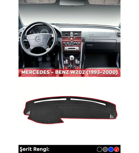 Mercedes - Benz W202 (1993-2000) 3d Torpido Koruma Kılıfı - Ön Göğüs Kaplama - Kırmızı Şerit