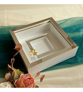 25x25 Cm Beyaz-Gümüş Fotoğraf Bölümlü Anı Çerçevesi! İsimsiz Ledli! Gül Saklama Kutusu