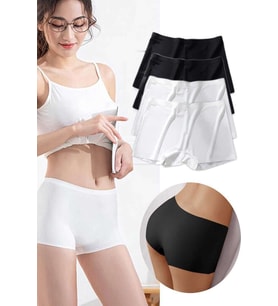 4 Adet Kadın Dikişsiz Görünmez İz Yapmaz Mini Şort Boxer Siyah Beyaz