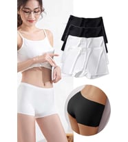 4 Adet Kadın Dikişsiz Görünmez İz Yapmaz Mini Şort Boxer Siyah Beyaz