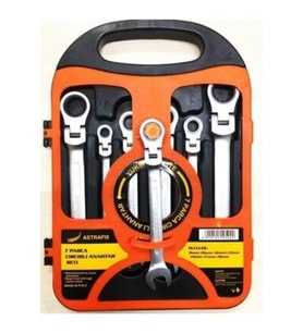 7 Parça Mafsallı Cırcır Anahtar Seti Cırcır Set 8-19 Mm