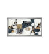 Soyut Şekiller Motifli Kanvas Tablo 80 x 110 cm Silver Çerçeve