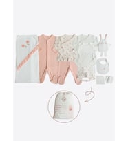 Organik Lovely Flowers 12'li Hastane Çıkış Seti Pembe