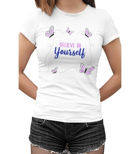Believe in Butterflies Beyaz Kadın Tshirt