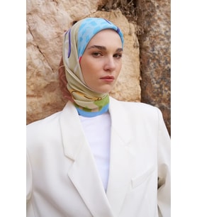 Mavi ED Scarf Glaze Ribbon Desen Eşarp