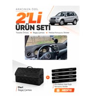 e-biz TOYOTA RAV4 (2000-2005) Uyumlu Torpido Örtüsü + Deri Bagaj Çantası Seti - Siyah - TO022