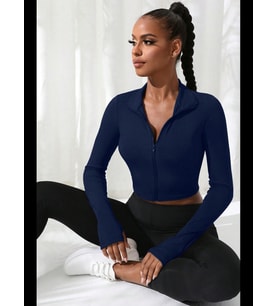 Fantezia Night Kadın Bordo Uzun Kol Fermuarlı Parmak Geçme Detaylı Dik Yaka Crop Top Bluz