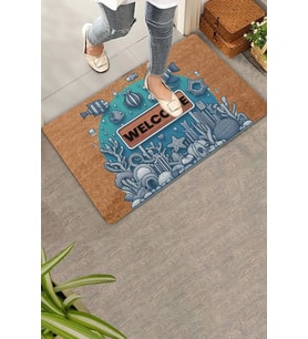 Valerine Life Melek Balıkları ve Deniz Bitkileri Welcome Kapı Önü Paspası 45x70cm