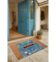 Valerine Life Kapı Önü Paspası 45x70cm Kaymaz Taban Dekoratif iç Dış Mekan Melek Balıkları ve Deniz
