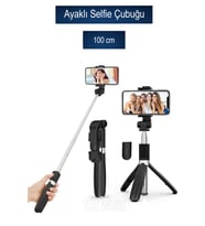 Ultra İnce 3’ü Birlikte Bluetooth Kumandalı Ayaklı Selfie Çubuğu 100 cm