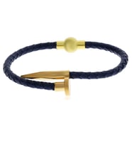 Unisex Çivi Model Gold Renk Detay Lacivert Bileklik