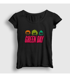 Presmono Kadın Siyah Band Green Day T-Shirt 55443tt