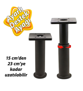 Modül Ayarlanabilir Destek Ayağı 15 X 23 Cm Siyah Ayak Mobilya Kanepe Baza Koltuk Ünite Ayakları