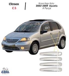 Citroen C3 Krom Kapı Kolu 4 Kapı 2002-2009 P.Çelik