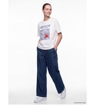 LCW Comfort İndigo Beli Lastikli Wideleg Kadın Jean Pantolon