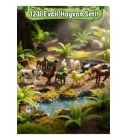 12'li Çiftlik Hayvanları Figür Seti - Eğitici Minyatür Oyuncak Hayvanlar (Montessori & Pasta Süsü)