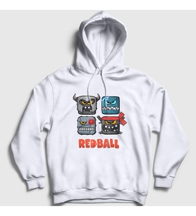 Presmono Unisex Beyaz Squares Oyun Red Ball Kapüşonlu Sweatshirt 362647tt
