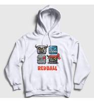 Presmono Unisex Beyaz Squares Oyun Red Ball Kapüşonlu Sweatshirt 362647tt