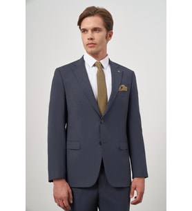 Koyu Lacivert Kendinden Mono Yaka 2 Düğme 6 Drop Comfort Fit Classic Takım Elbise 1001240189