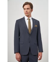Koyu Lacivert Kendinden Mono Yaka 2 Düğme 6 Drop Comfort Fit Classic Takım Elbise 1001240189