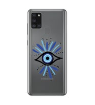 Samsung Galaxy A21S Uyumlu Nazar Göz Desenli Şeffaf Telefon Kılıfı