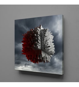 KIRMIZI BEYAZ KANVAS TABLO 200x200cm