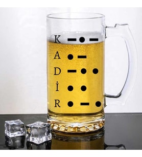 İsim Yazılı Mors Alfabesi Tasarımlı Bira Bardağı