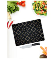 Sarı Desenler Cam Kesme  ve Sunum Tahtası  25 Cm X 35 Cm