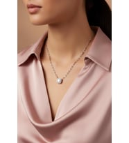 Zincir Kolye Gümüş Kadın Baget Taşlı 925 Ayar (Silver)