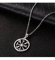 Klasik Viking Pusulası Unisex 925 Ayar Gümüş Kolye