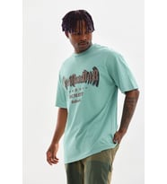 Erkek Baskılı T-Shirt Kısa Kol Bisiklet Yaka Rahat Kalıp Tişört - Mint Yeşili
