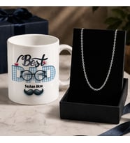 BK Gift Kişiye Özel Babalar Günü Tasarımlı Beyaz Kupa & Forse Zincir Kolye -7, Babalar Günü Hediyesi