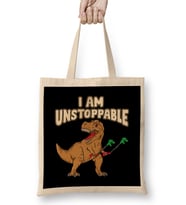 I Am Unstoppable TRex Funny Short Dinosaur Arms Bez Çanta Uzun Saplı